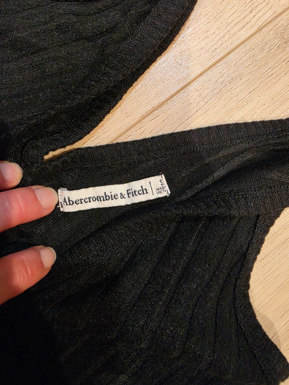 Abercrombie & Fitch Black Ribbed Knit Lounge Set XS Wide Leg Pants Cami - Picture 4 of 4
